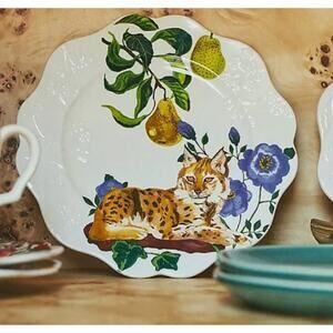 Anthropologie Natalie Lete Marias Stoneware Dessert Plate - lynx